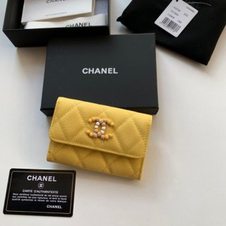 Chanel ★ Coin Purse Copy Black Cowhide CC Logo Quilting AP2038