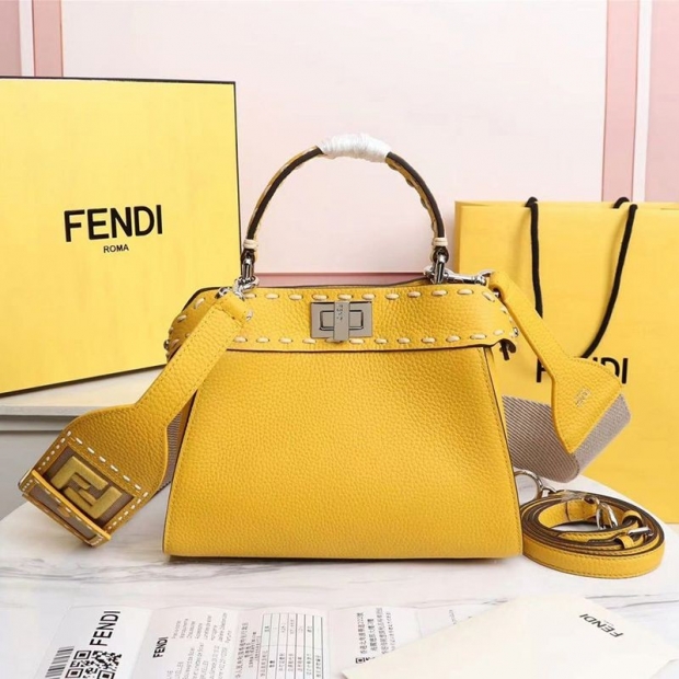 New for Fall/Winter Fendi Peekaboo Replica Mini Full Grain Leather Bag fed53816