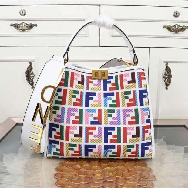 Rare color Fendi Peekaboo I See You fake medium FF canvas bag few53624