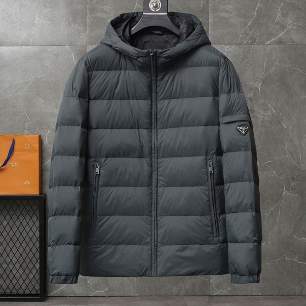 New sale Prada down jacket replica black men's nylon pur99064