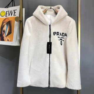 New! Prada Hoodie Replica White★Cashmere and Shirring Hoodie★ puk88623