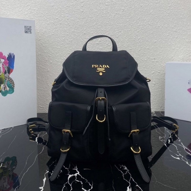 Popular classic Prada backpack replica nylon /VELA NERO pui01359