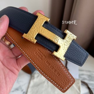 21AW New Hermes Belt Copy ☆ Belt Buckle H O Carre Reversible Belt 32mm erv93785