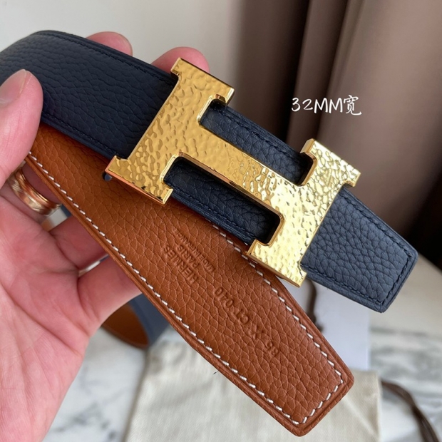21AW New Hermes Belt Copy ☆ Belt Buckle H O Carre Reversible Belt 32mm erv93785