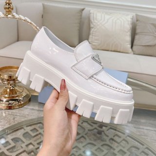Hard to find Prada Monolith replica leather pointed toe loafers puy55418