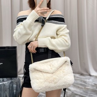 Sale New Saint Laurent Shoulder Bag Replica Lulu Puffer Small Merino Shirring Sai88096