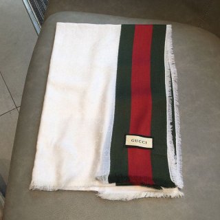 Rare Gucci GG wool lame jacquard scarf/muffler gux73753