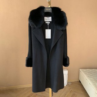 ★Popular in Japan! Max Mara Pure Cashmere Coat Replica Black mau79681