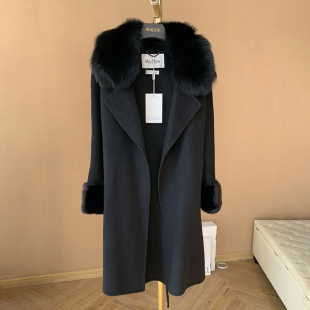 ★Popular in Japan! Max Mara Pure Cashmere Coat Replica Black mau79681