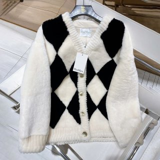 Max Mara Panel Sheepskin Jacket Replica Black/White mad86683