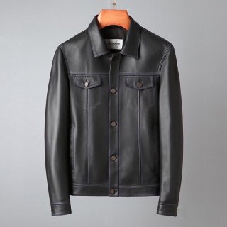Tracked Shipping Replica Saint Laurent Denim Style Button Jacket in Smooth Leather 529949YC2OC1000