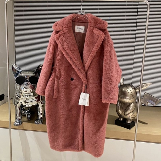 Free shipping Max Mara Teddy Bear Icon Coat Replica Pink mat33900
