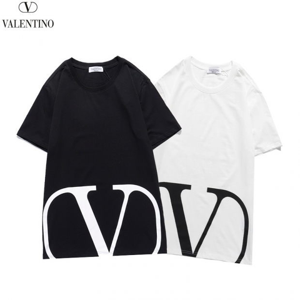 Valentino T-shirt with tax included, fake VLTN cotton logo T-shirt, 2 colors, Vua65573