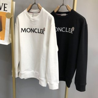 Sold out Moncler Replica Lettering Flocked Logo Cotton Fleece Sweatshirt 2 Colors mog93697