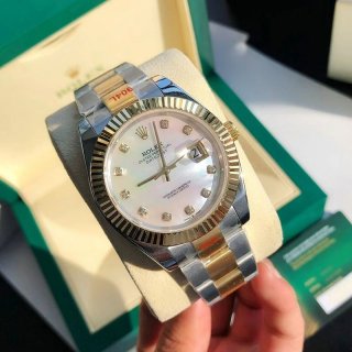New on sale Rolex replica watch Datejust 41MM White Diamond Bezel 18K ron85199