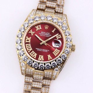 No customs duties Rolex replica watch Datejust 41mm men's red all diamond roe47613