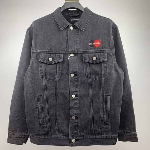 Balenciaga UNIFORM Denim Logo Jacket Replica Black 620730TBP471105 with Tracking