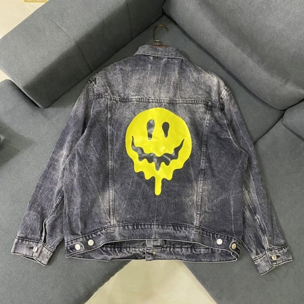 Classic Balenciaga copy Drip Peace Large Fit jacket ★ Stonewashed black denim bau61029