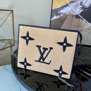 ◆Rare◆Louis Vuitton Clutch Bag Replica Raffia Navy M80351