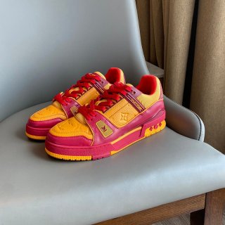 Get it before it sells out! Louis Vuitton LV Trainer Line Replica Sneakers Orange 1A8WE1