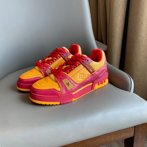 Get it before it sells out! Louis Vuitton LV Trainer Line Replica Sneakers Orange 1A8WE1