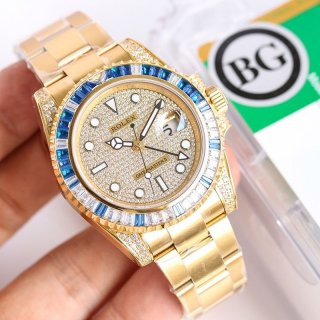 [Not available in Japan] Rolex GMT Master II Replica Gold All Diamonds/Men's 116758SA