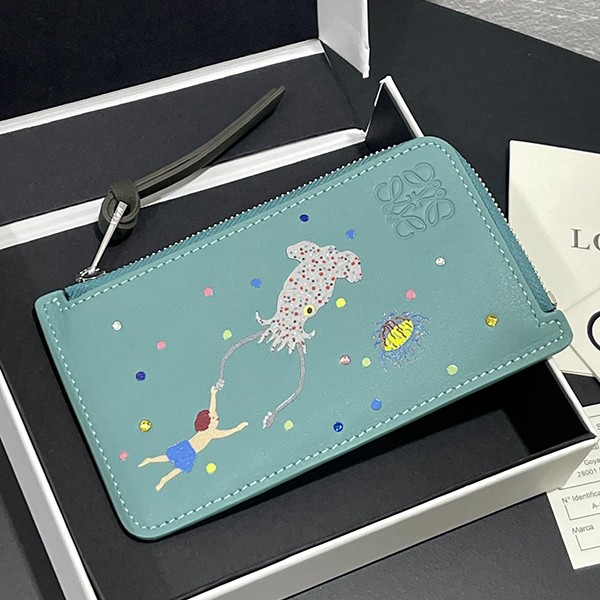 Free shipping Loewe fake squid coin card holder napa calf collaboration loz52829