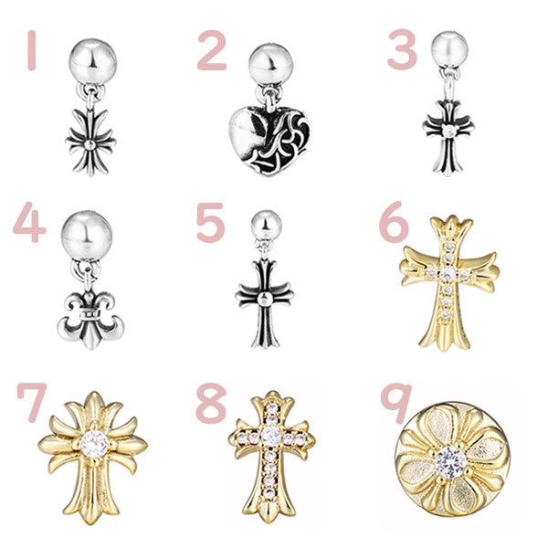 Chrome Hearts Drop Earrings Replica/ Tiny E CH Plus 9 Sizes Kun00815