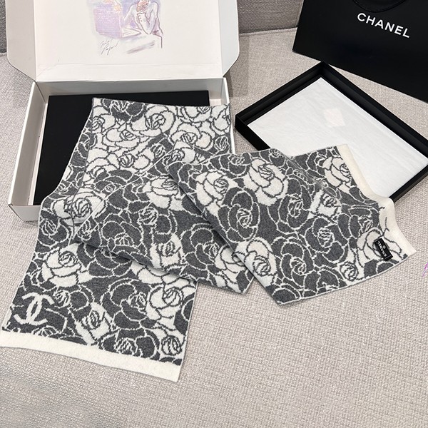 ★Safe shipping with tracking Chanel Camellia Cashmere Scarf Parody shu52238