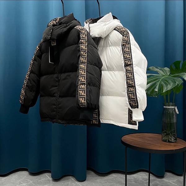 Immediate delivery Fendi FF logo reversible down jacket copy 2 colors feh64854