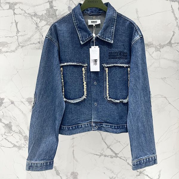 The hottest topic! MM6 distressed denim jacket replica blue Mao99832