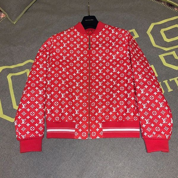 Sure to sell out! Supreme x Louis Vuitton replica Monogram Bomber leather jacket 1A3FBJ