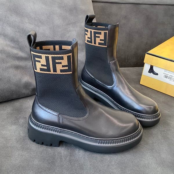 n grade recommended fendi domino black leather biker boots fake fem50510