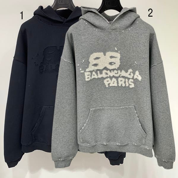Secured Balenciaga Replica HAND DRAWN BB ICON Hoodie Large Fit 2 Colors ban01058