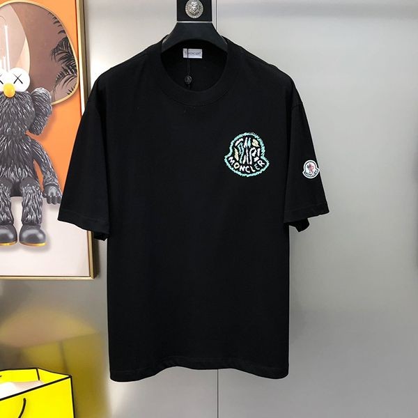 Must-have! Moncler Embroidered Logo T-shirt Replica ★Black & White moe32910