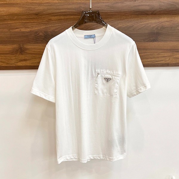 Attention ★ Prada Re-Nylon Jersey T-shirt copy triangle logo men's puq30796