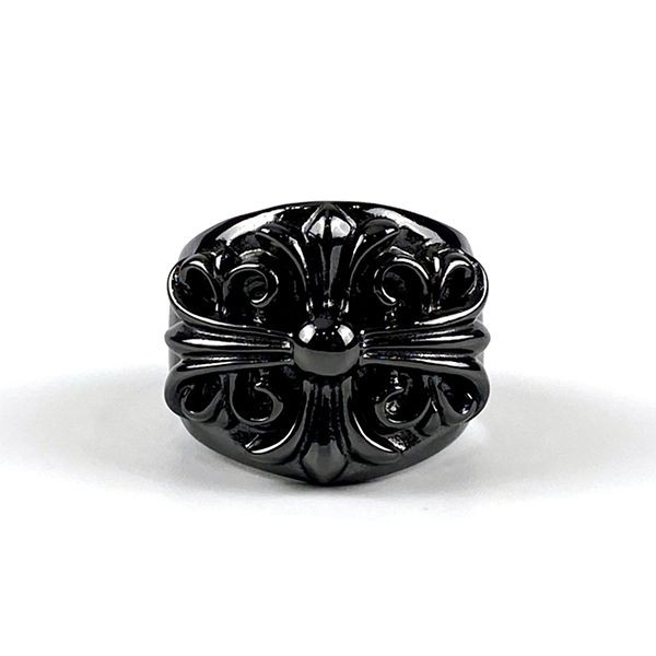 Free shipping Chrome Hearts Black & Silver Square Fake Ring Kui55063