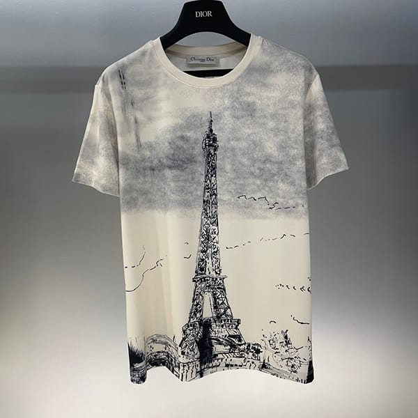 Free shipping Dior n-grade cotton linen jersey T-shirt dea02664
