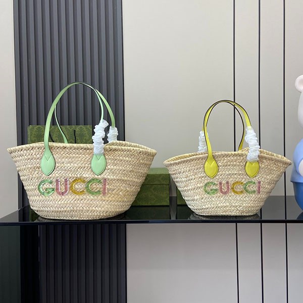 Gucci Logo Mini Straw Tote Bag? Fake 782381