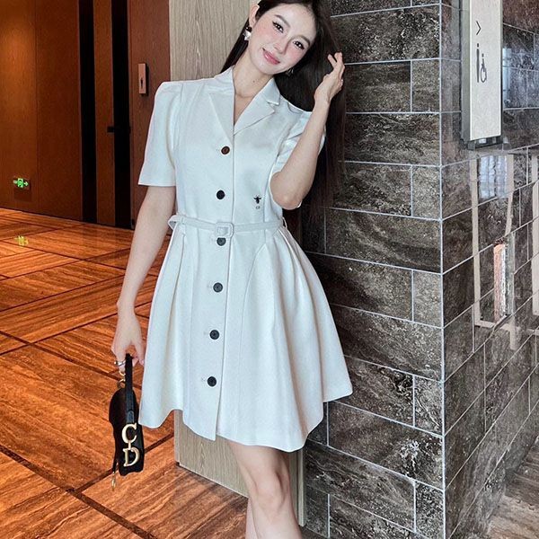 Hard to find Dior CD button copy shirt dress one piece dee24948