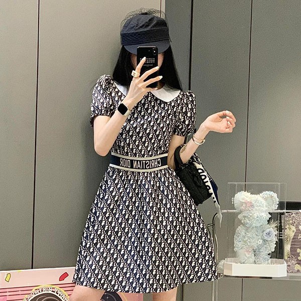 Dior Oblique Replica Belted Dress One Piece der38470