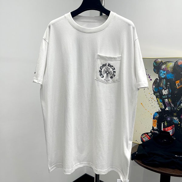 ☆Chrome Hearts Copy☆Horseshoe White Cotton T-shirt Kuf14176
