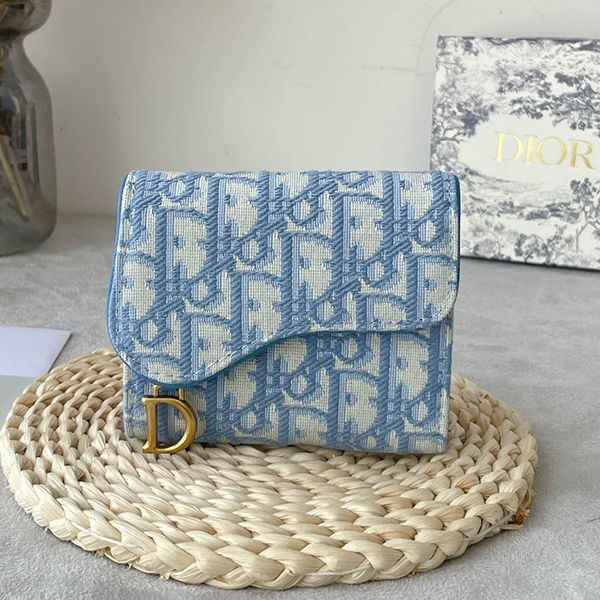 Secured Dior SADDLE Compact Folding Wallet Replica Mini Wallet Oblique dea65664