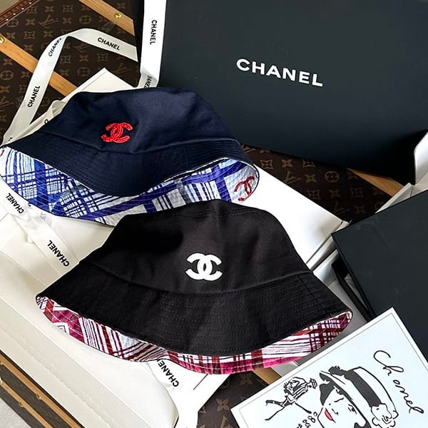 New design Chanel CC bucket hat, cotton, with logo, knockoff, 2 colors, shb39220