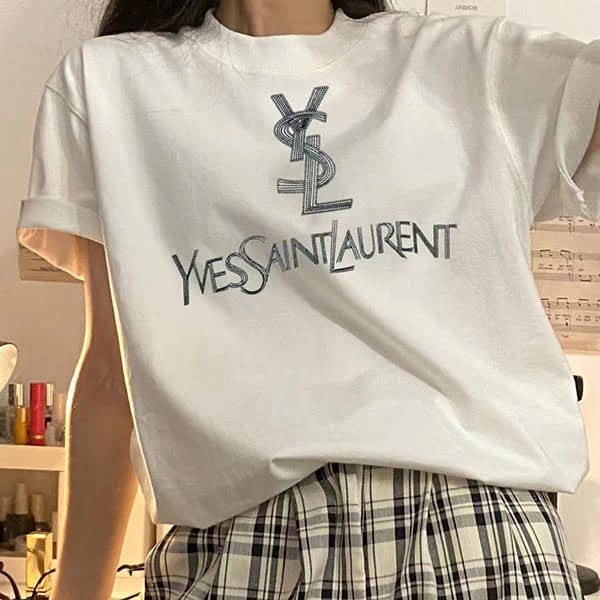 Saint Laurent Replica Logo Print Short Sleeve T-Shirt Sas81075