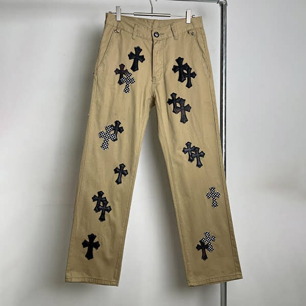 CHROME HEARTS Replica Cemetery Cross Patch Denim Pants Kua52486