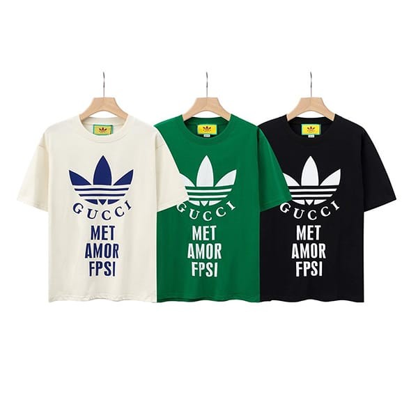 Immediate delivery Gucci adidas collaboration cotton jersey T-shirt fake 3 colors gup41477