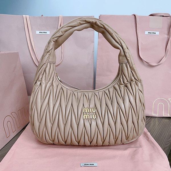 Immediate delivery Miu Miu Wonder Matelasse Leather Hobo Bag mys58595