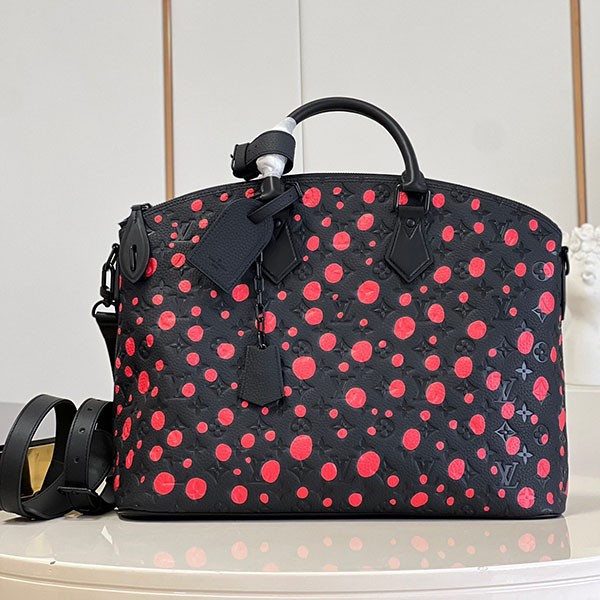Louis Vuitton x YK Yayoi Kusama Collaboration LOCK IT Bag Replica Black and Red Plenty of Storage M21676