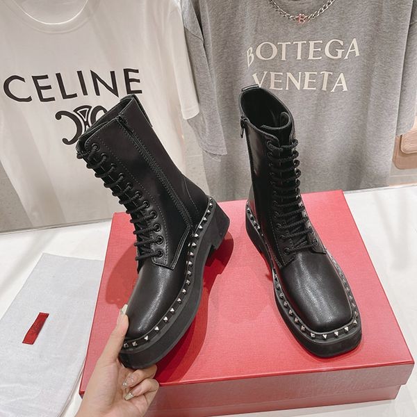 Valentino Campsite Replica Calfskin Combat Boots Vuo64979